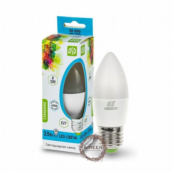 Лампа-LED-свеча-3.5Вт-Е27-4000К