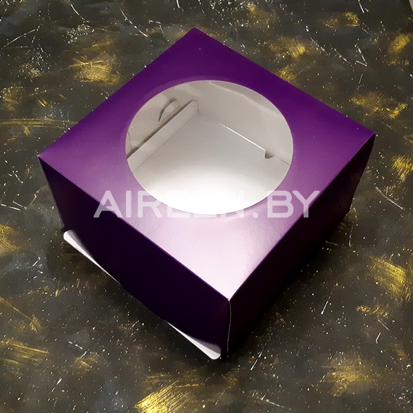 Коробка 300х300х190мм с круглым окном, фиолетовый