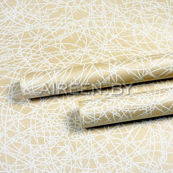 Крафт бумага упаковочная, рис. "Сизаль", белый, 0,7м*10м