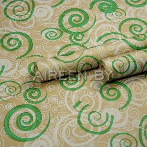 Крафт бумага упаковочная, рис. "Спирали", зелёный, 0,7м*10м